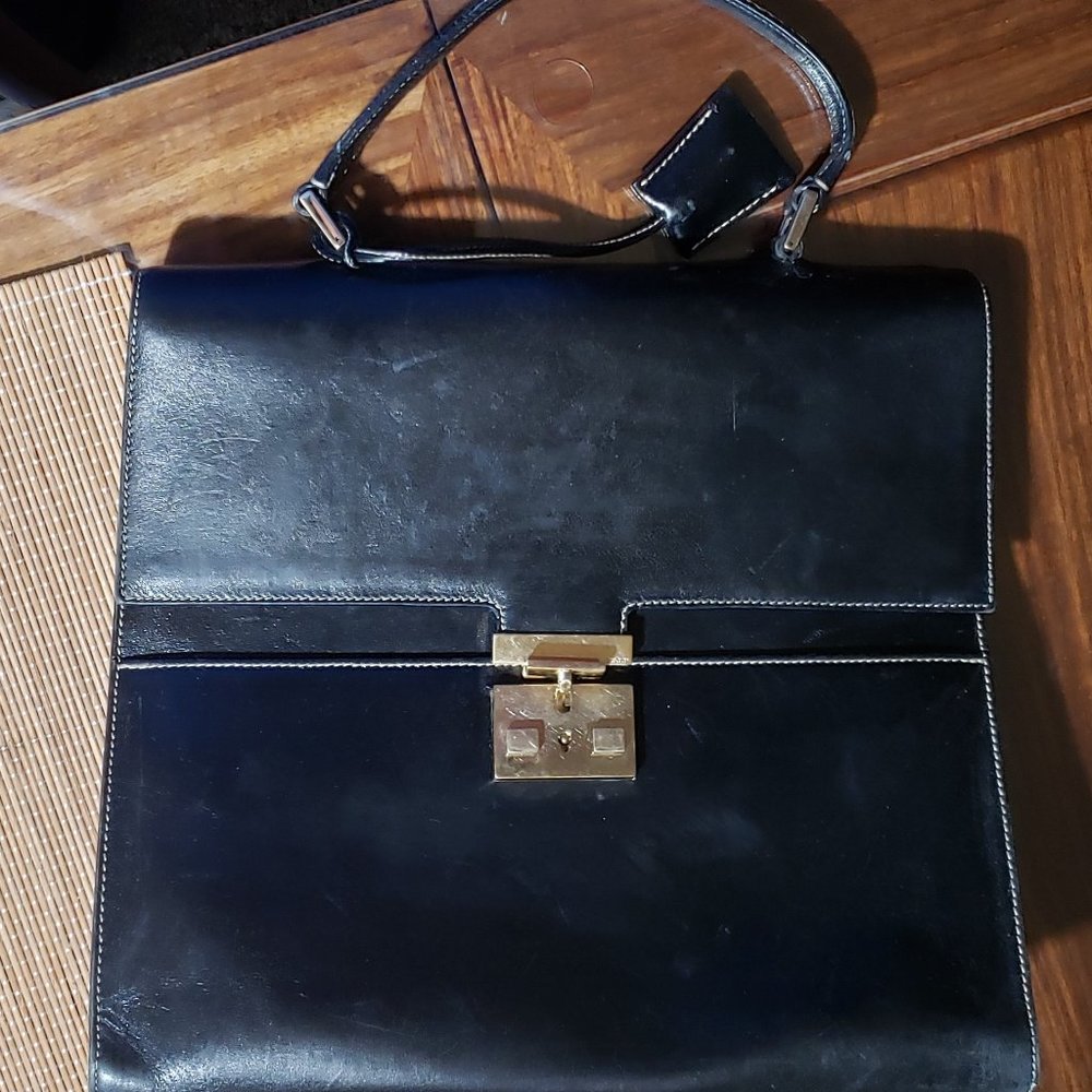 Authentic Gucci Top Handle Black Leather Bag